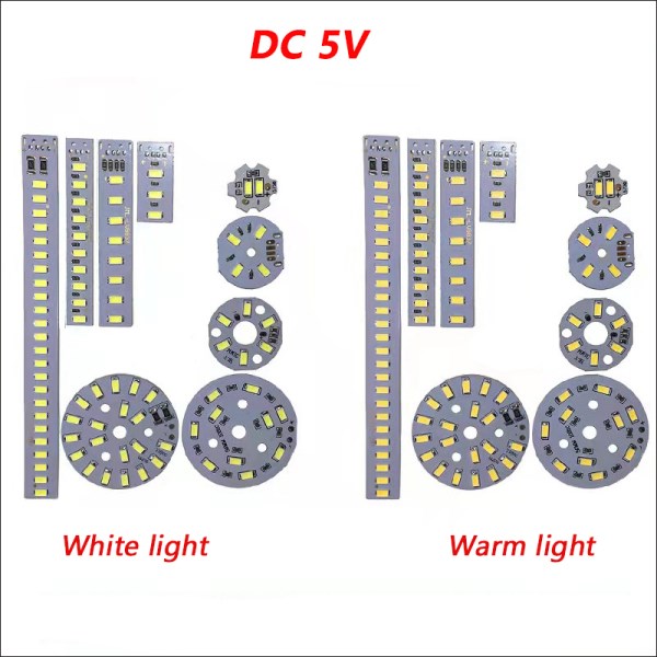 1pcs 5730 SMD 5V LED lamp board light source USB universal One Color lamp beads Round Square Warm White Light 1W2W3W5W10W12W.