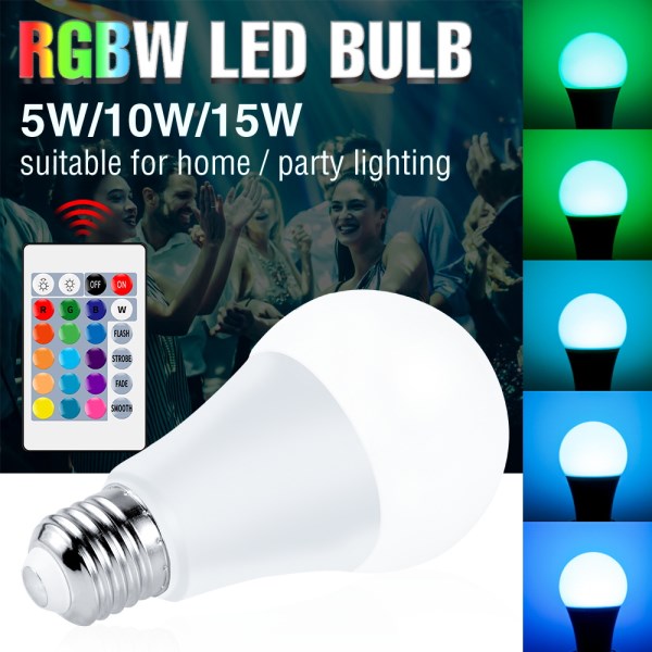 E27 LED Bulb RGB Light 220V Lamp Changeable Colorful Chandelier LED Bombilla For Living Room With IR Remote Control 110V Ampoule