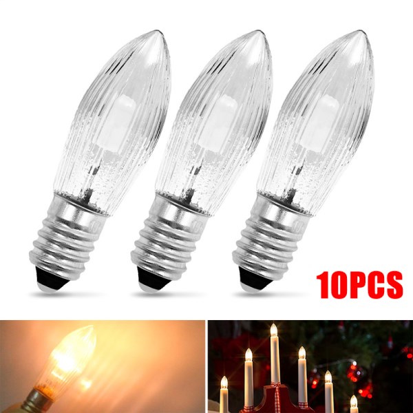 10Pcs E10 LED Bulbs Warm Light Replacement Lamp Bulbs for Light Chains 10V-55V AC Bathroom Kitchen Lamps Bulb Decoration Bulbs