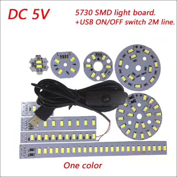 COMPSON 1pcs 5730 SMD 5V LED lamp board light source USB universal One Color lamp beads Warm White Light 1W2W3W5W10W12W.