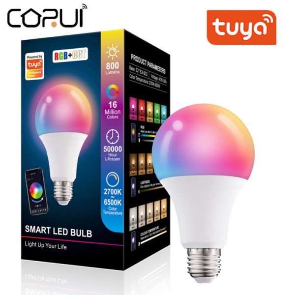 CORUI Tuya Smart LED Bulb Light E27 RGBW RGB CCT Decor Lamp 10W Color Changing Lamp Bulb Smart Home Assistant Intelligent Bulb